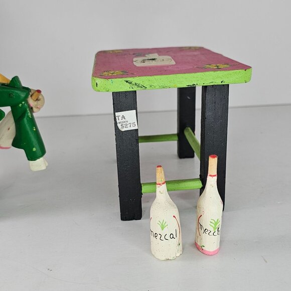 Oaxacan Folk Art Anthropomorphic Goat Man Table Mezcal Bottles Inocencio Vasquez - Picture 12 of 16